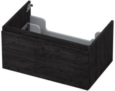 INK - Onderkast 1 Lade Greeploos met Houten Keerlijst - 700x450x350 Mm - Houtskool Eiken