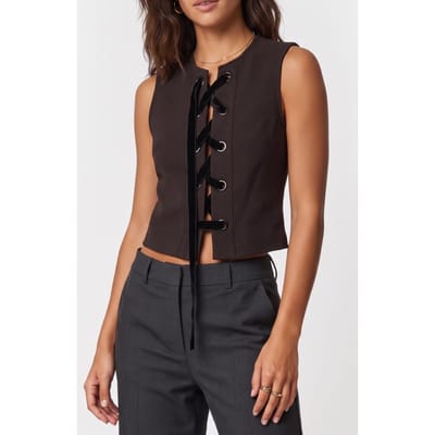 The Kooples Sleeveless Top With Velvet Lace-up Black Größe: 34 | Hemden Outlet | Damen | Schwarz