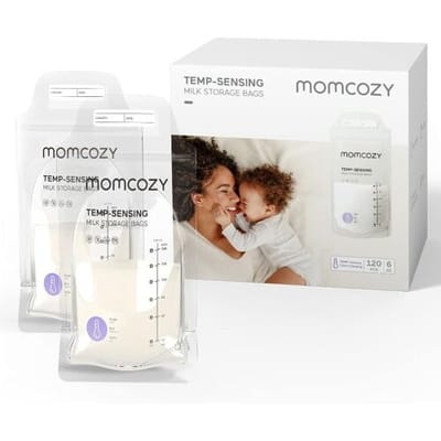 Momcozy temperatuurgevoelige moedermelkzakjes, 180 ml, 120 stuks, lekvrij, zelfstaand, wegwerp diepvrieszakjes