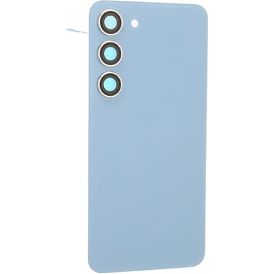 Vervangend Achterglas Telefoon Achterglas Behuizing met Vooraf Geïnstalleerd Camera Lens Tape voor Galaxy S23 Blauw