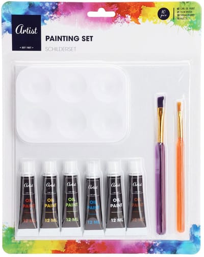 Schilderset olieverf creatief speelgoed 10-delig multi kleuren.