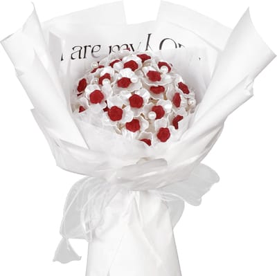 Zelfgemaakte materialen voor kunstmatige rozenboeketten, stijlvolle namaakboeketten, elegante rode en witte rozendecoraties voor thuis, mini-bloemcadeautjes (rood), geschikt voor jubilea, diploma-uitreikingen, verjaardagen en bruiloften.