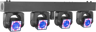 BeamZ ShowBar GO Shine - Moving head bar met 4 moving heads - Ingebouwde LED ringen - RGBW - 160W