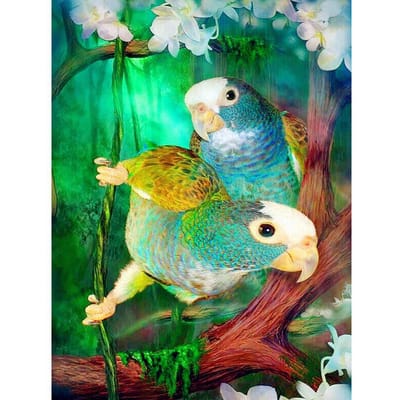 Peinture diamant 5d perroquet vert, broderie diamant, point de croix, Animal oiseau, strass 20X30CM green