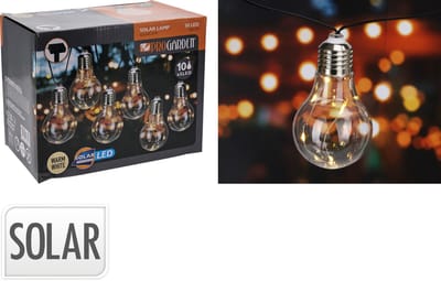 Feestverlichting - 10 Lampen - Warm Wit Licht - Solar