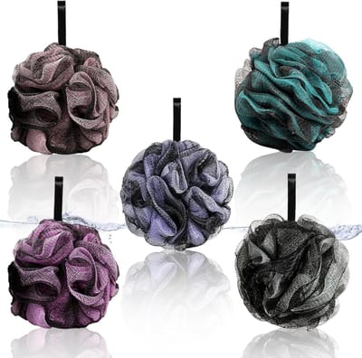 6 stuks mesh badsponsen voor schuimende douches, scrubben, reinigen en masseren, meerkleurig, 30 g
