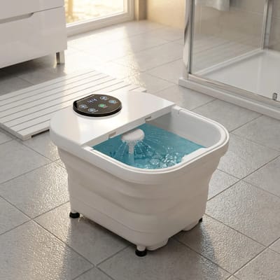 Adler Opvouwbare voetmassager, 6 rollen, hydromassage, aromatherapie, temperatuur tot 48°C ° C, Home SPA met verwarming
