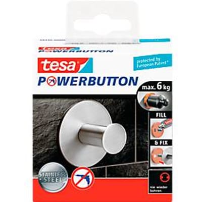 tesa POWERBUTTON Classic zelfklevende haak (Ø x h) 50 mm x 31 mm Metaal Inhoud: 1 stuk(s)