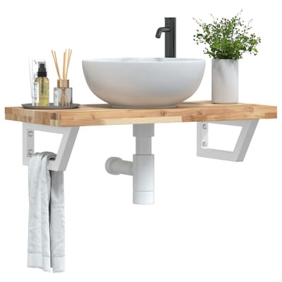 vidaXL - Badkamer - wandschap - staal - en - massief - acaciahout