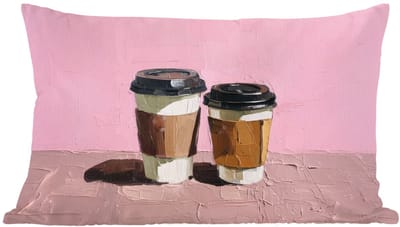 Sierkussens - Kussentjes Woonkamer - 60x40 cm - Koffiebekers - Deksel - Verf - Textuur