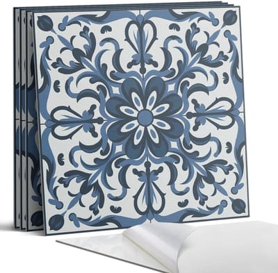 Coloray Wandpanelen Zelfklevend - Bloemenpatroon met versieringen Zelfklevende Wandpanelen - 50 cm x 50 cm - Blauw Wandpaneel PVC - 5 stuks - Texturen Wandpanelen Zelfklevend - Wandpanelen Keuken - Wandpaneel Badkamer