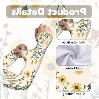 Tuinsleeves met Retro Bloemenpatroon voor Zonnebescherming en Koeling van de Armen tijdens Buitenactiviteiten en Sporten