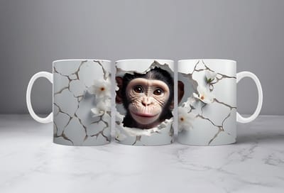 3D koffiemok Chimpanzee Mug Wrap