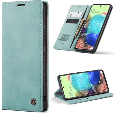 Casemania Hoesje Geschikt voor Oppo A94 Aqua Blue - Dunne Portemonnee Book Case - Slim Wallet Case met Pasjeshouder