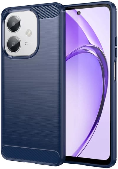 Geborsteld TPU Hoesje Geschikt voor Oppo A60 5G / A40 / A40m | Beschermhoes | Back Cover | Flexibel TPU | Stijlvol Carbon | Dun | Blauw