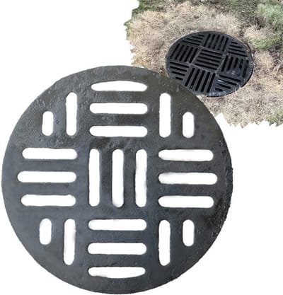 Gietijzeren Afvoerdeksel - Rond Rooster - Water Afvoeren - Duurzaam Nodulair Gietijzer - 20-70 cm - Zwart