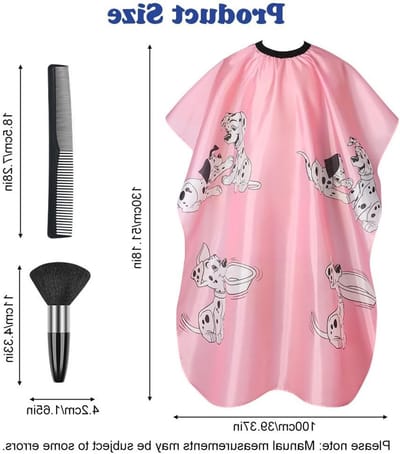 Professionele kinderkapperscape met klittenbandsluiting - 3-delig in roze puppy design, ideaal voor kinderen en kappers
