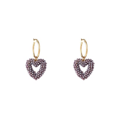 Day&Eve by Go Dutch Label Oorhangers Kralen Hart Hoop Dark Blue