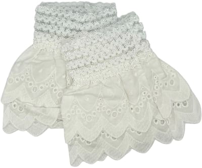 Witte embroidery manchetten - mouwtjes - met elastiek - rekbaar