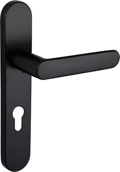 Lavuzo deurkruk Novara Zwart met afgerond schild PC72 | Per set | Deurkruk zwart | Deurklink met schild
