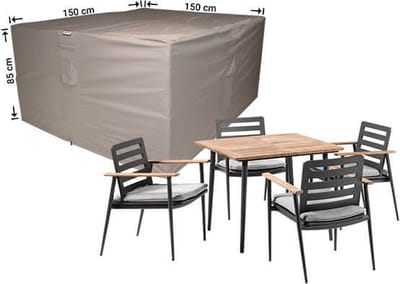 Raffles Covers Tuinsethoes - 150 x 150 H: 85 cm - RDS150150 - Waterdicht - Ademend - UV-bestendig - Elastisch rijgkoord - Beschermhoes tuinmeubelen - Hoes voor tafel en stoelen