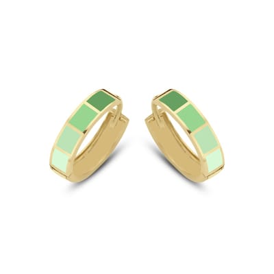 CO88 Collection Oorbellen Dames - Oorringen - Emaille - 16x4mm - Groen - Staal - Goudkleurig - 8CE-70495