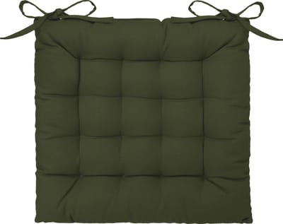 Atmosphera Stoelkussen Loria 38 x 38 cm - Met 2 lintjes - 100% katoen - Kaki
