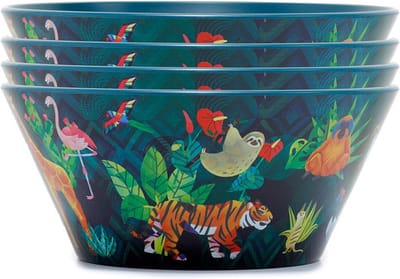 Set Picknick/Camping Schaaltjes RPET - Animal Kingdom - 4 stuks - 6,5x14,5cm