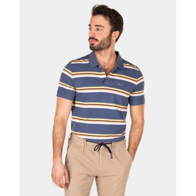 NZA New Zealand Auckland - Blauw geel gestreepte polo - Dusk Navy