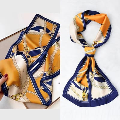 Zijden sjaal-stijl zijden sjaal voor dames - Kleurblokkenprint - Fris en delicaat - Decoratieve shawl over shirts -31，14*150CM