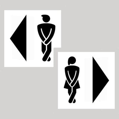 Toilet WC-bordjes – Set deurbordjes dames heren – met pijl – pictogrambord – zelfklevend – 10 × 10 cm – 3D-geprint – zwart/wit