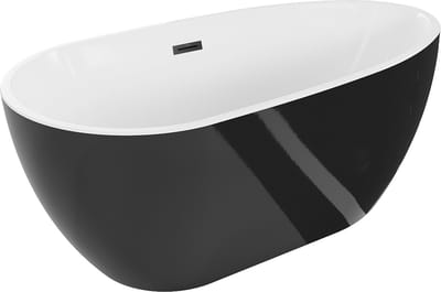 Mexen Eos vrijstaande badkuip 150 x 75 , wit/zwart, zwarte overloop - 52471507575-70