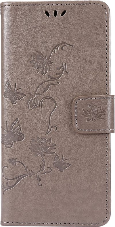 Shop4 - Geschikt voor Samsung Galaxy A73 5G Hoesje - Wallet Case met Pasjeshouder Vlinder Patroon Grijs