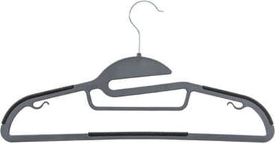 Kledinghangers set - 8x stuks - grijs/zwart - kunststof - 41 x 22 cm - kledingkast hangers/kleerhangers