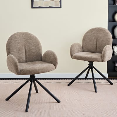Eetkamerstoel - Onbekend - Draaibare eetkamerstoel met armleuningen zachte velvet bekleding metalen poten - Set van 2 multifunctioneel - Taupe - Onbekend