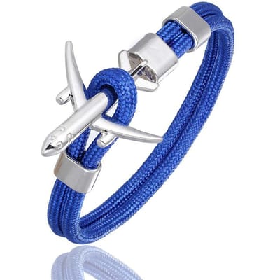 Bedel Heren vliegtuig Anker Armband voor Vrouwen Lucht Overleving Vliegtuig Ketting Vriendschapsarmbanden femme Koppelsieraden homme Cadeau Nieuw 19cm blue