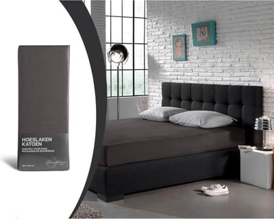 Sleeptime Hoeslaken Katoen - Hoeslaken - 90x200 - Antraciet