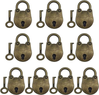 10Pcs Archaize Padlocks - Mini Key Lock - Antique Bear Head Key Lock met Sleutel - Zinc Alloy Padlocks voor Dagboek - Sieradenkist - Koffer