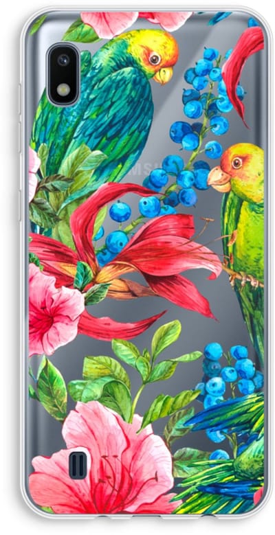 Case Company® - Hoesje geschikt voor Samsung Galaxy A10 hoesje - Papegaaien - Soft Cover Telefoonhoesje - Bescherming aan alle Kanten en Schermrand