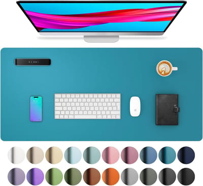 Famanu - Bureauonderlegger, muismat, bureaumat, antislip PU-synthetisch materiaal bureaumat, waterdichte onderlegger voor kantoor en thuis, 80 x 40 cm, turquoise
