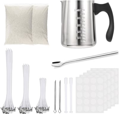 Zelf kaarsen maken set met kaarslonten en accessoires - 500 g kaarswas
