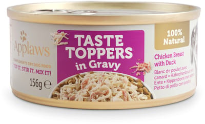 12x156g Applaws Taste Toppers Natural in Saus Kip en Eend Natvoer voor Honden