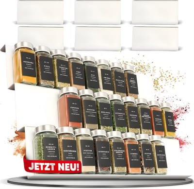 TIM® Kruidenpotjes - Kruidenrek Lade - Kruidenrek Lade Met Potjes - Kruidenrek Lade Organizer - Kruidenrek Voor Lade - Wit - 12cm x 12cm x 8cm