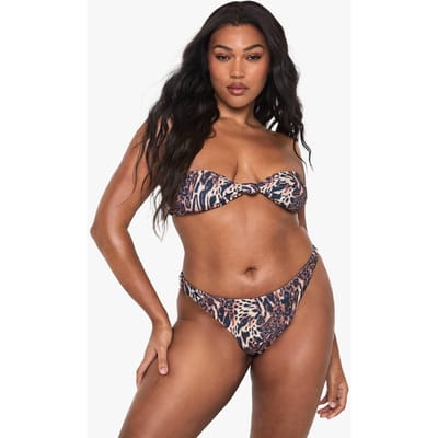 boohoo Dames Plus Zwemkleding Essentials Effen Brief | Leopard | Maat: 18