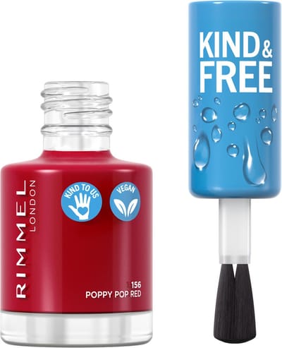Kind & Free Nail Polish 156 Poppy Pop Red 8 ml – Nail Polish, High Shine Finish, For Women, Poppy Pop Red, Strengthening Minerals, Suitable For Daily Beauty Routine
