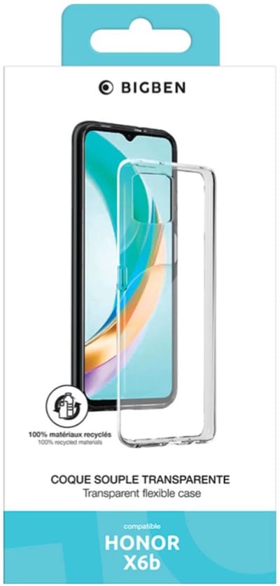 Bigben Connected, Hoesje geschikt voor Honor X6B - Milieuvriendelijk Siliconen, Transparant