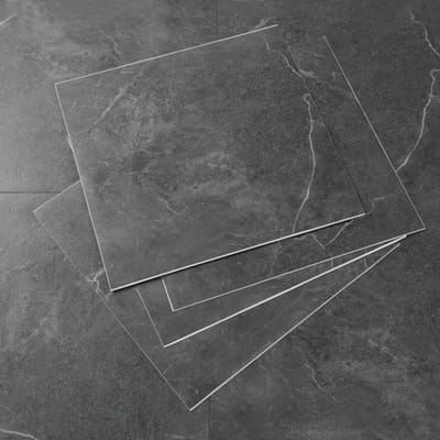 Vinylvloer zelfklevend - Waterdicht - Slijtvast - Donkergrijs/marmereffect - 30 x 30 cm - 10 stuks - Vloertegels