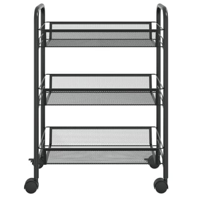 vidaXL - Keukentrolley - 3-laags - 46x26x64 - cm - ijzer - zwart