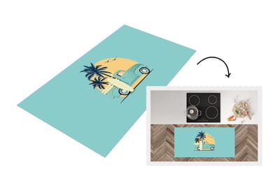 Keukenloper - Loper keuken - Bus - Palmboom - Surfboard - Zomer - 120x60 cm - Keukenloper vinyl