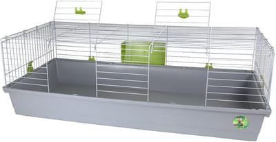 De Boon Konijnenkooi Happy grijs/groen met hooiruif 120X59CM